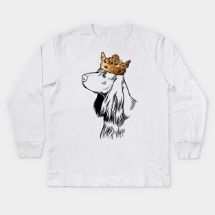 English Cocker Spaniel Dog King Queen Wearing Crown Kids Long Sleeve T-Shirt